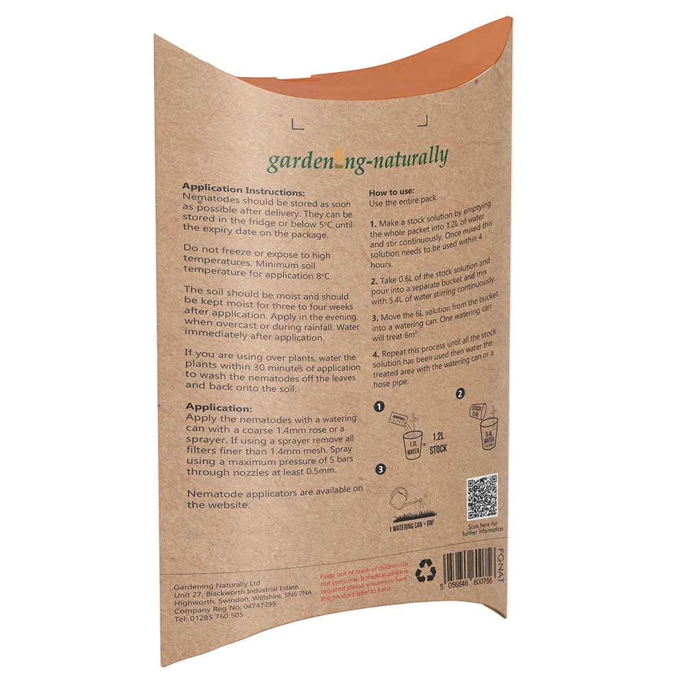 Gardening Naturally product packaging with application instructions on a white background