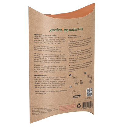 Gardening Naturally product packaging with application instructions on a white background