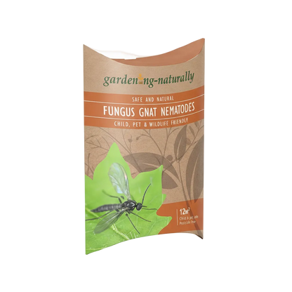 Package of Fungus Gnat Nematodes with branding and product details on a white background