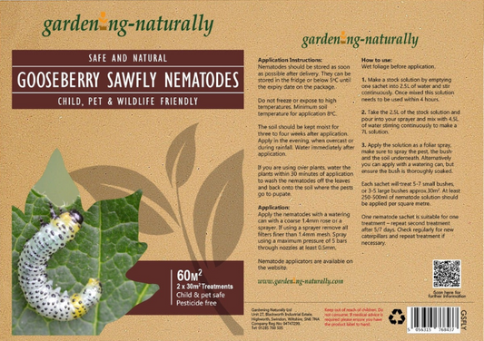 goosebury sawfly packet, front informational. Letter format 