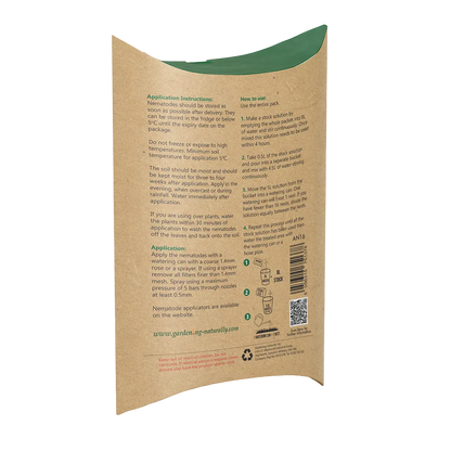 Instructions on the back of a nematode pack showing how to use ant nematodes