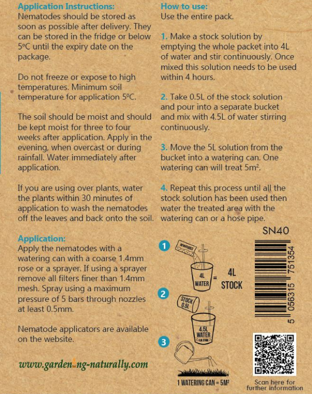 instructions on how to use slug nematodes 40 sqm